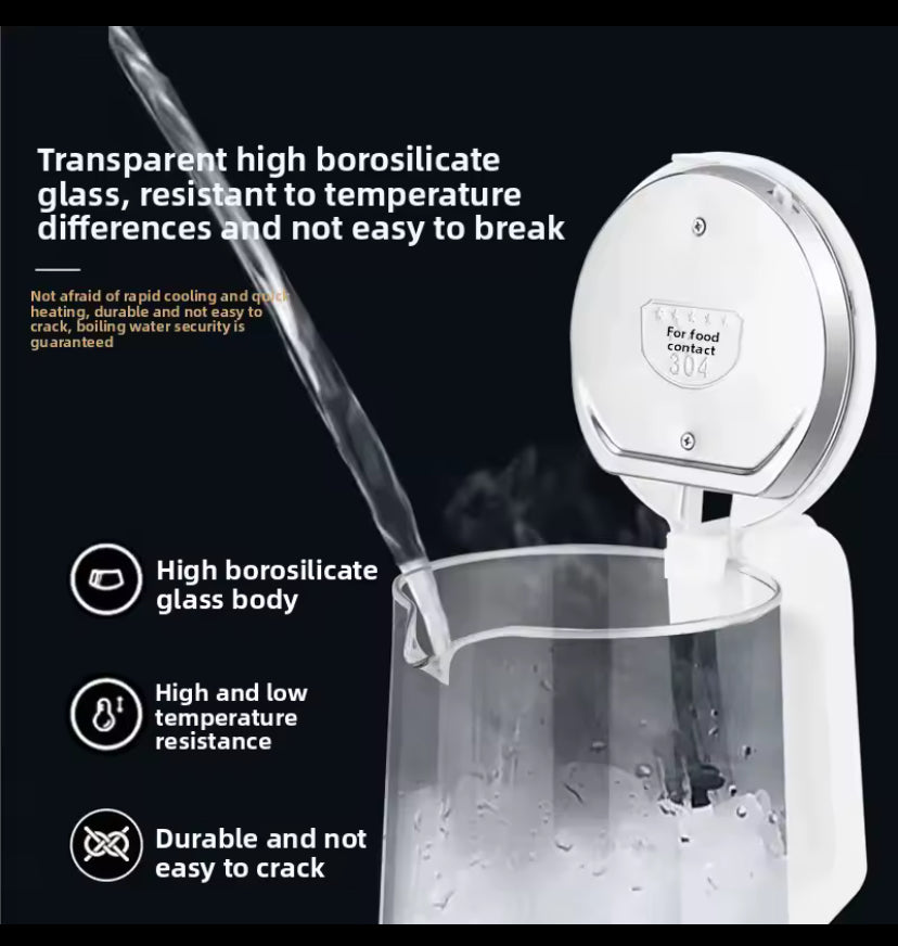 Large Capacity Glass Electric Water Kettle 304 Stainless Steel Integrated Automatic Switch off Insulated Home Use Water Boiler