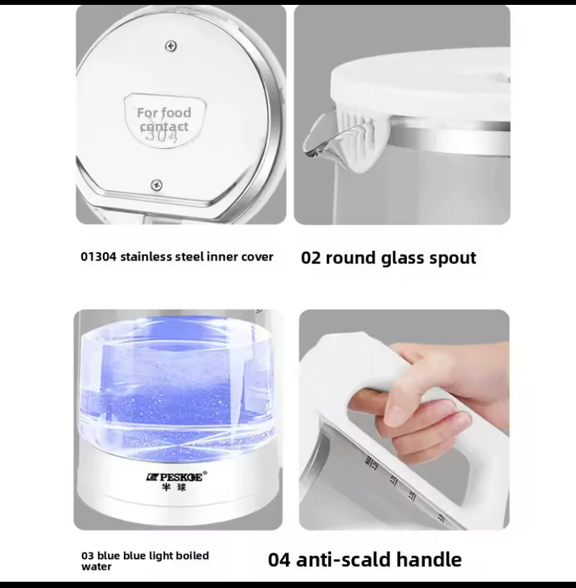 Large Capacity Glass Electric Water Kettle 304 Stainless Steel Integrated Automatic Switch off Insulated Home Use Water Boiler
