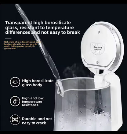Large Capacity Glass Electric Water Kettle 304 Stainless Steel Integrated Automatic Switch off Insulated Home Use Water Boiler