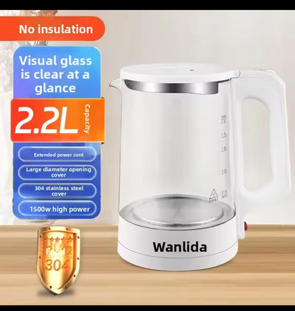 Large Capacity Glass Electric Water Kettle 304 Stainless Steel Integrated Automatic Switch off Insulated Home Use Water Boiler